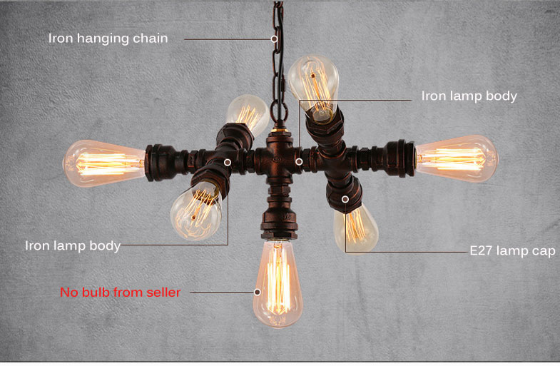 Loft Industrial Style Retro Water Pipe Chandelier Restaurant Aisle Coffee Shop Iron pendant lamp(WH-VP-222)