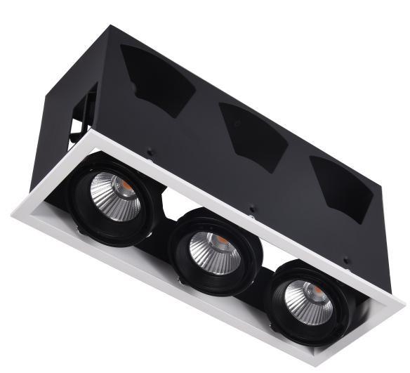 shopping mall rotatable triple heads 3x20W recessed led grille downlight retail