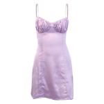 Pleated Backless Tie Strap Sexy Women Dresses 71cm A Line