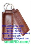 RFID leather keychain card,leather key rings card