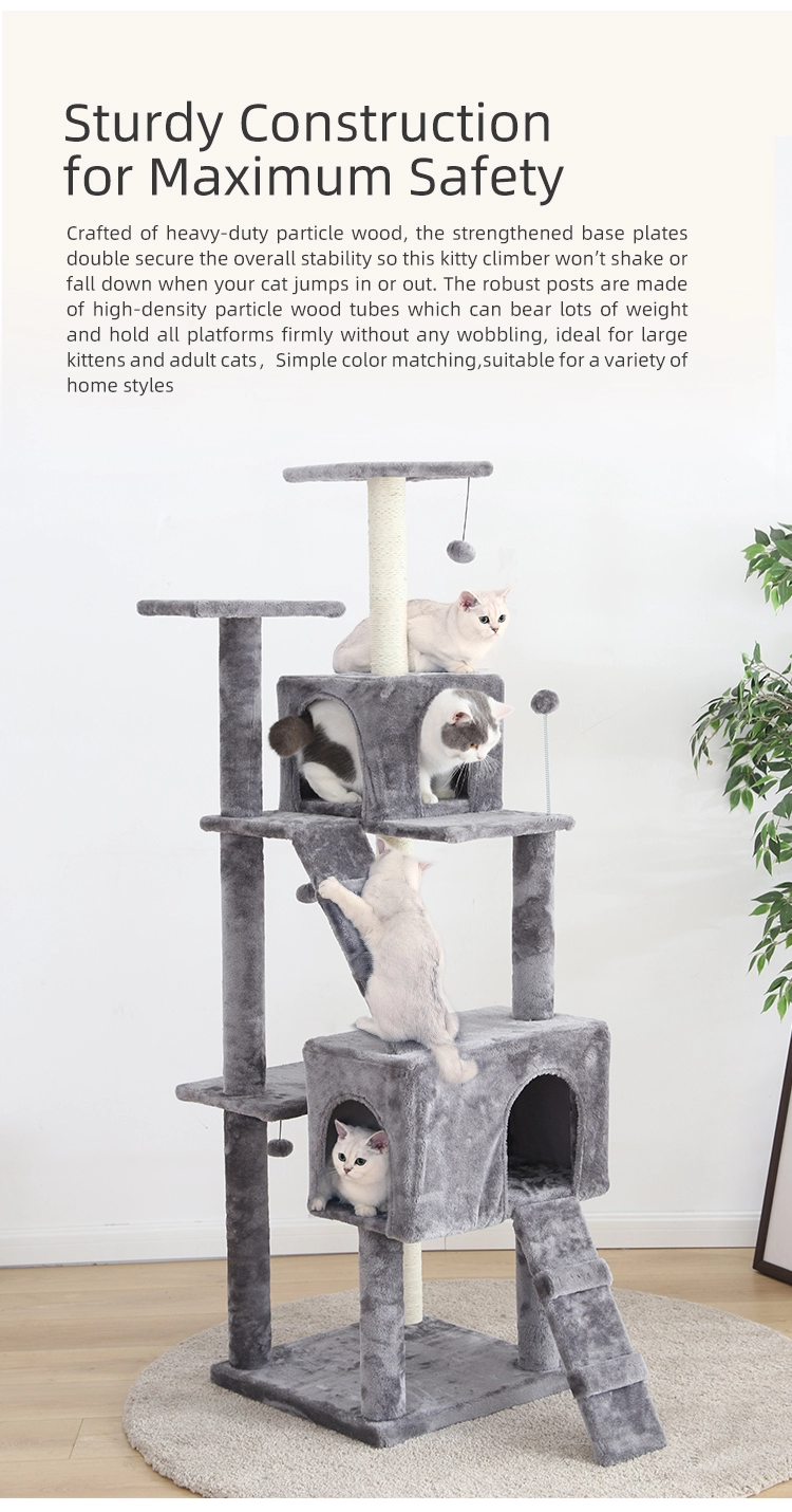 Custom Wooden Cat Climbing Tree with Modern Luxury Design and Scratching Post Tower