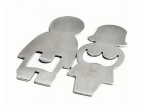 Quality Blank Stainless Steel Man and Woman Bottle Opener,die punched man and woman, brushed metal color wholesale