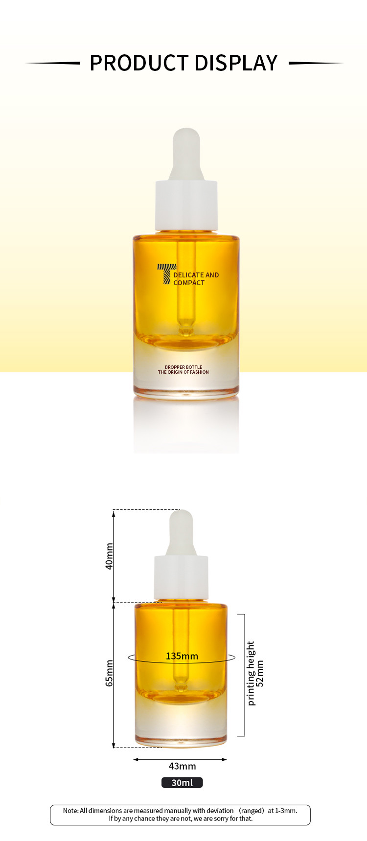 Salon Used Small Essential Oil Bottles Empty 1ml Clear Facial Care Essence dropper bottle