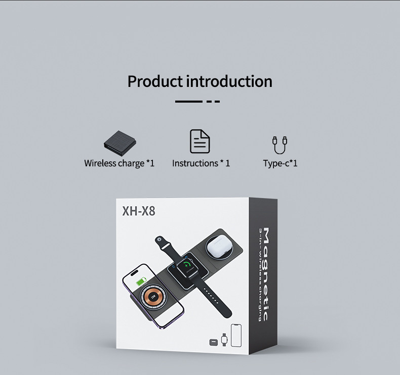 Foldable Wireless Charging 3 Fold Design For Qi Smart Phone Airpods And IWatch