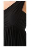 One Shoulder Black Jersey Dress , Cotton Ladies Ankle Maxi Dress
