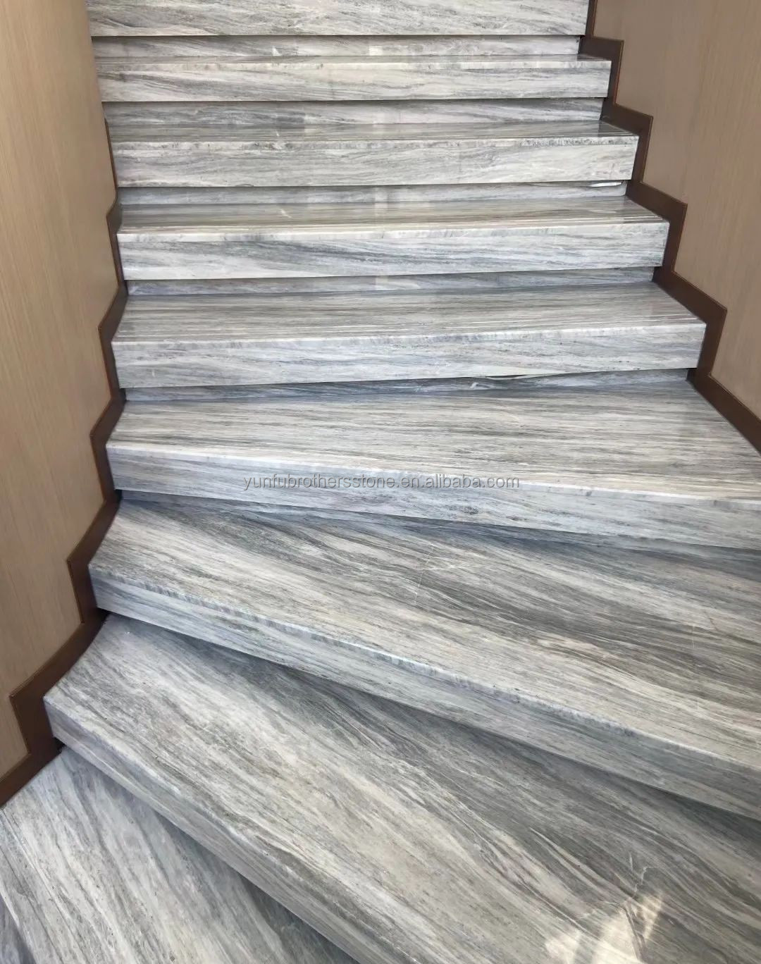 Modern Panda White Calcite Marble Staircase Stone Decorative Marble Stairs at Hallway