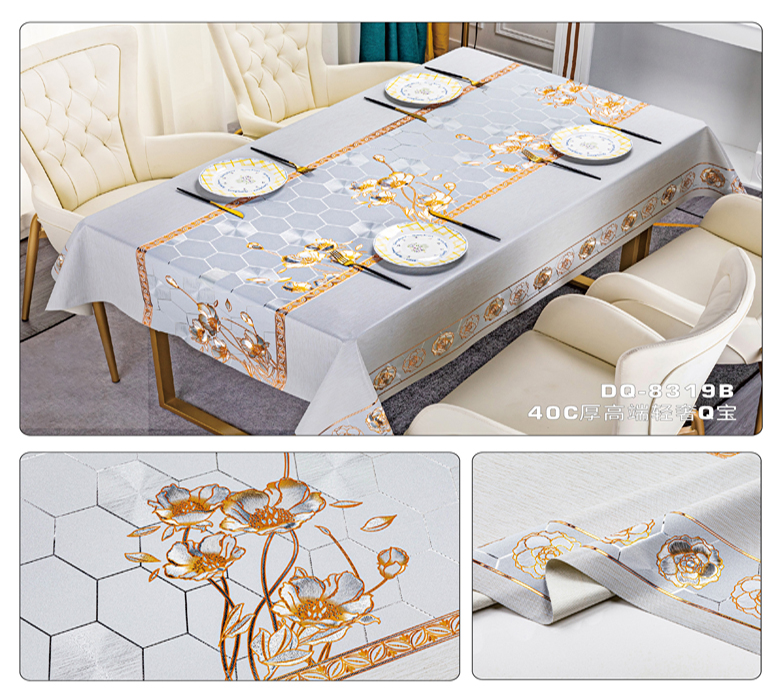 Printing Pattern Waterproof PVC Polyester Tablecloth Cover Roll for Rectangular Table
