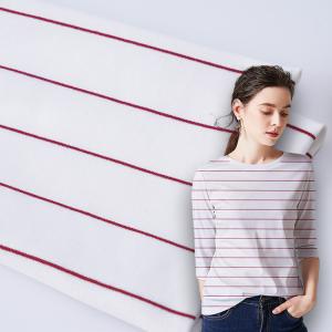 Quality Eco Friendly Cotton Interlock Fabric Striped 225gsm Lycra Rib Texture wholesale