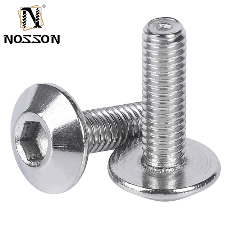 Metric M6 *12 Umbrella Head Hex Socket Screw with Chrome Plated Finish and INCH Measurement System JIS Standard