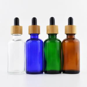 Quality OEM ODM 30ml Amber Essential Oil Dropper Bottles With Bamboo Lid wholesale