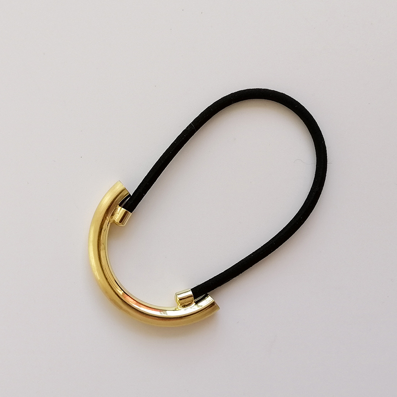 Black Stretchy Hair Ties Metal Ponytail Holder Girls Gifts Geometric 4.5x2.5cm