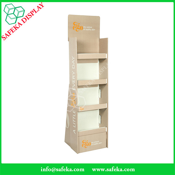 4 tier paper material supermarket paperboard display shelf printed corrugated racking display stand for health products