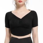 Sexy Open Ladies Yoga Tops Short Sleeve Pit Strip Cotton Slim Sports T - Shirt