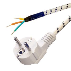 Quality VDE Standard Power Cord for Steam Iron Commercial Rated Current 16A 3 Prong Cotton Braided AC Extension Cord wholesale