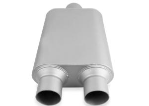 Quality Black Painted Aluminized Steel 2 Chamber Mufflers 3.00 Center Inlet / 2.50 Dual Outlet wholesale