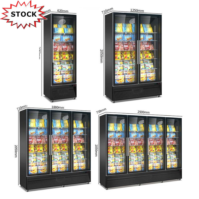 Double full glass door display cooler for energy drink display with high quality made in China