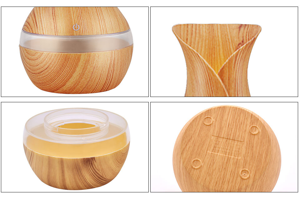 Mini 130ml Wood Grain Humidifier Electric Household Office Indoor Ultrasonic Cool Mist Humidifier