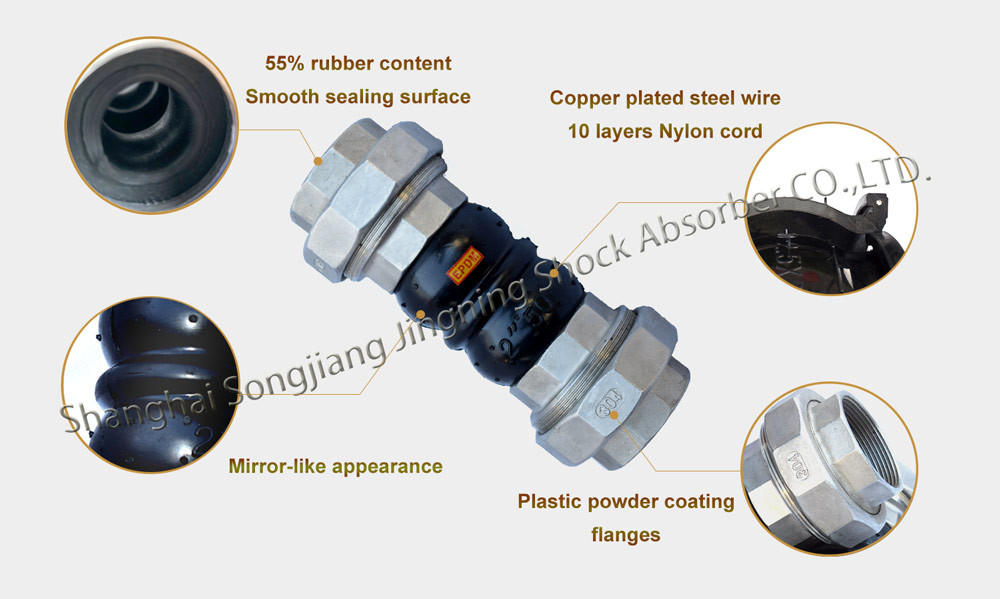 Stainless Steel Screwed Union Bspt Threaded Joint Twin Sphere Union Rubber Joints