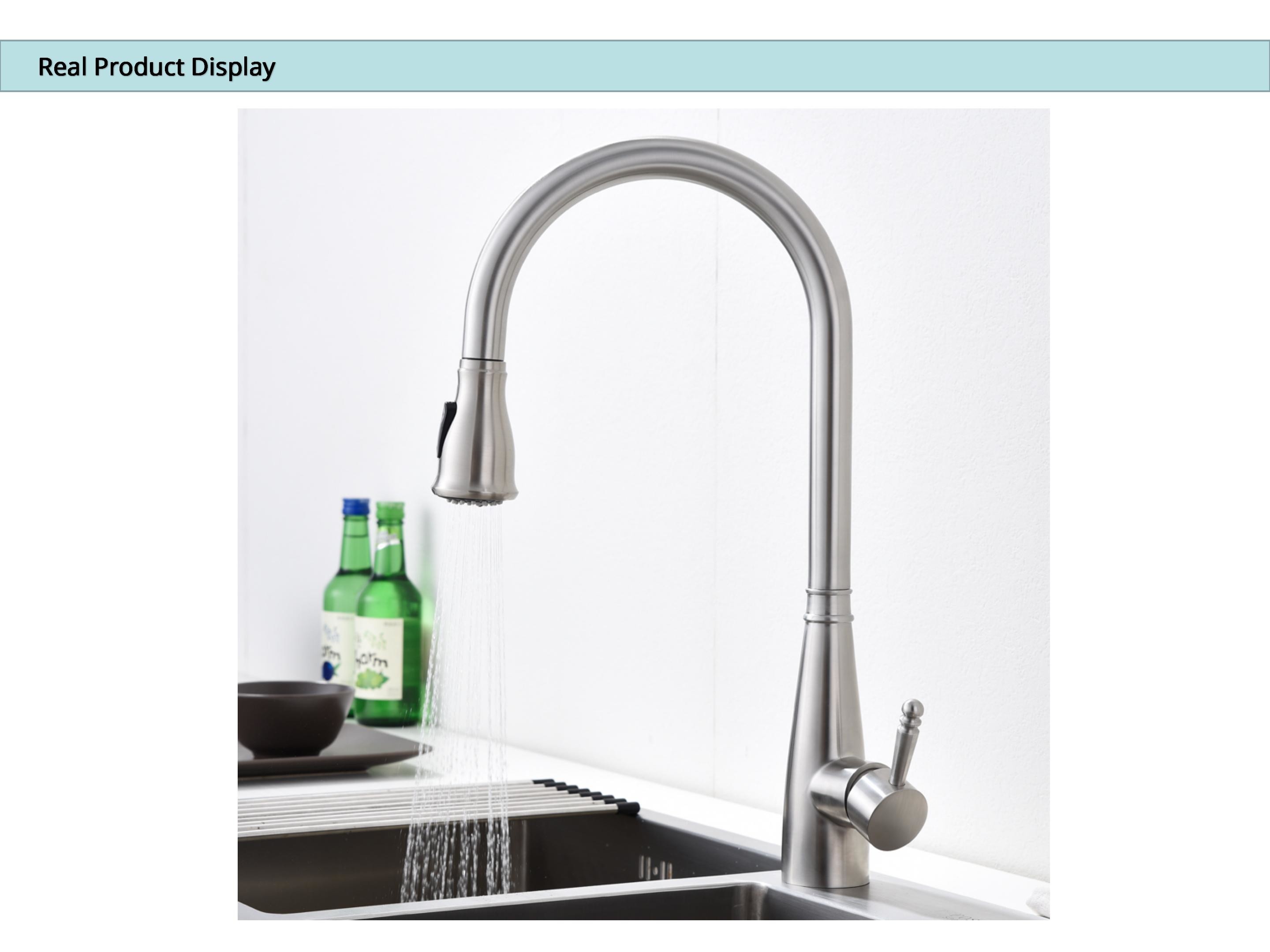 Gooseneck SUS304 Stainless Steel Kitchen Faucet High Arch For Kitchen Sink