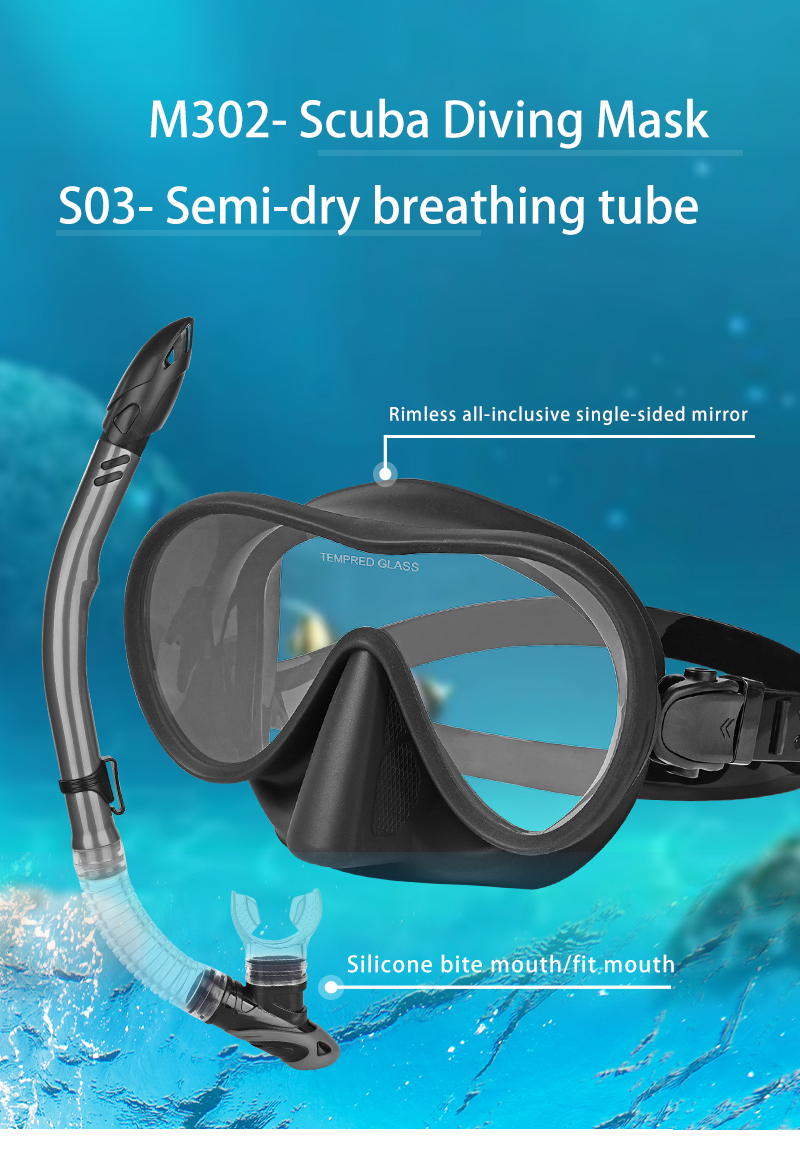 Customized Easybreath Snorkel Mask Diving Goggles And Breathing Tube Set