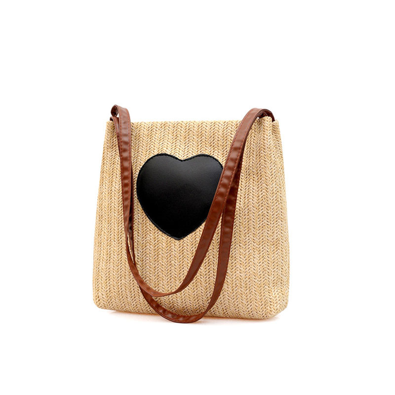 Female Portable Straw Woven Bag Beach Large Capacity Ins Single Shoulder Bucket