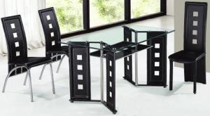 Quality rectangle glass with leather dining table and chairs wholesale