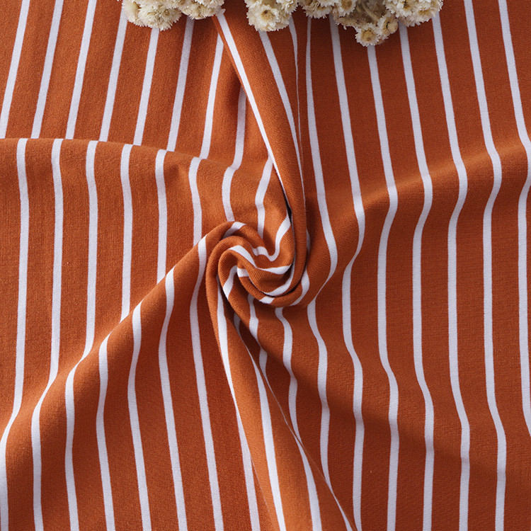 Plain Jersey 175gsm Striped Knit Cotton Fabric Single Face For T Shirt