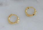 Dia 10mm Gold Opal Huggie Earrings 1.5mm Width For Anniversary