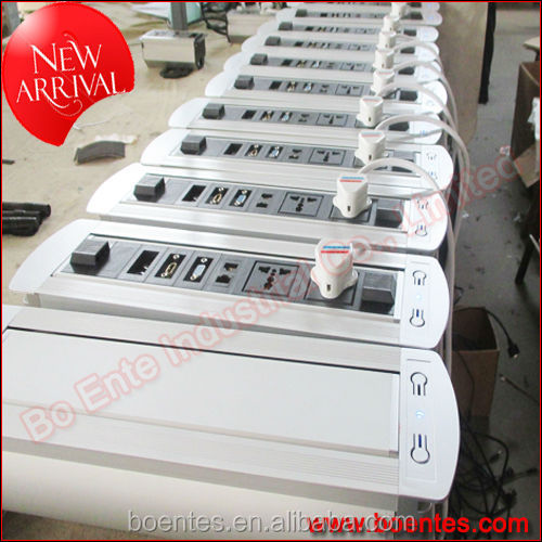 Electric Office Power Data Outlet Box/CE Approved H-DMI Motorized Pop Up Outlet