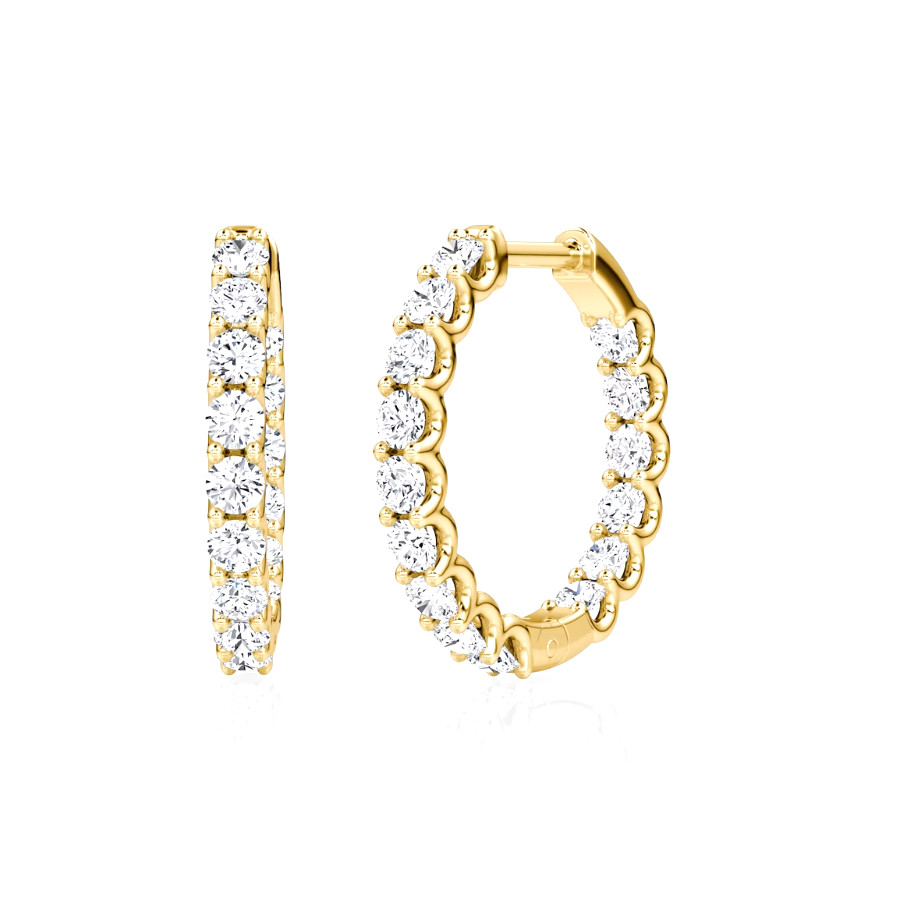 Elegant Fine Jewelry Brass 18K Gold Full White CZ Eternity Hoop Earrings for Women Party Jewelry
