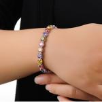 Princess Multicolour Cubic Zironia Tennis Bracelet Charm Women Wedding Jewelry