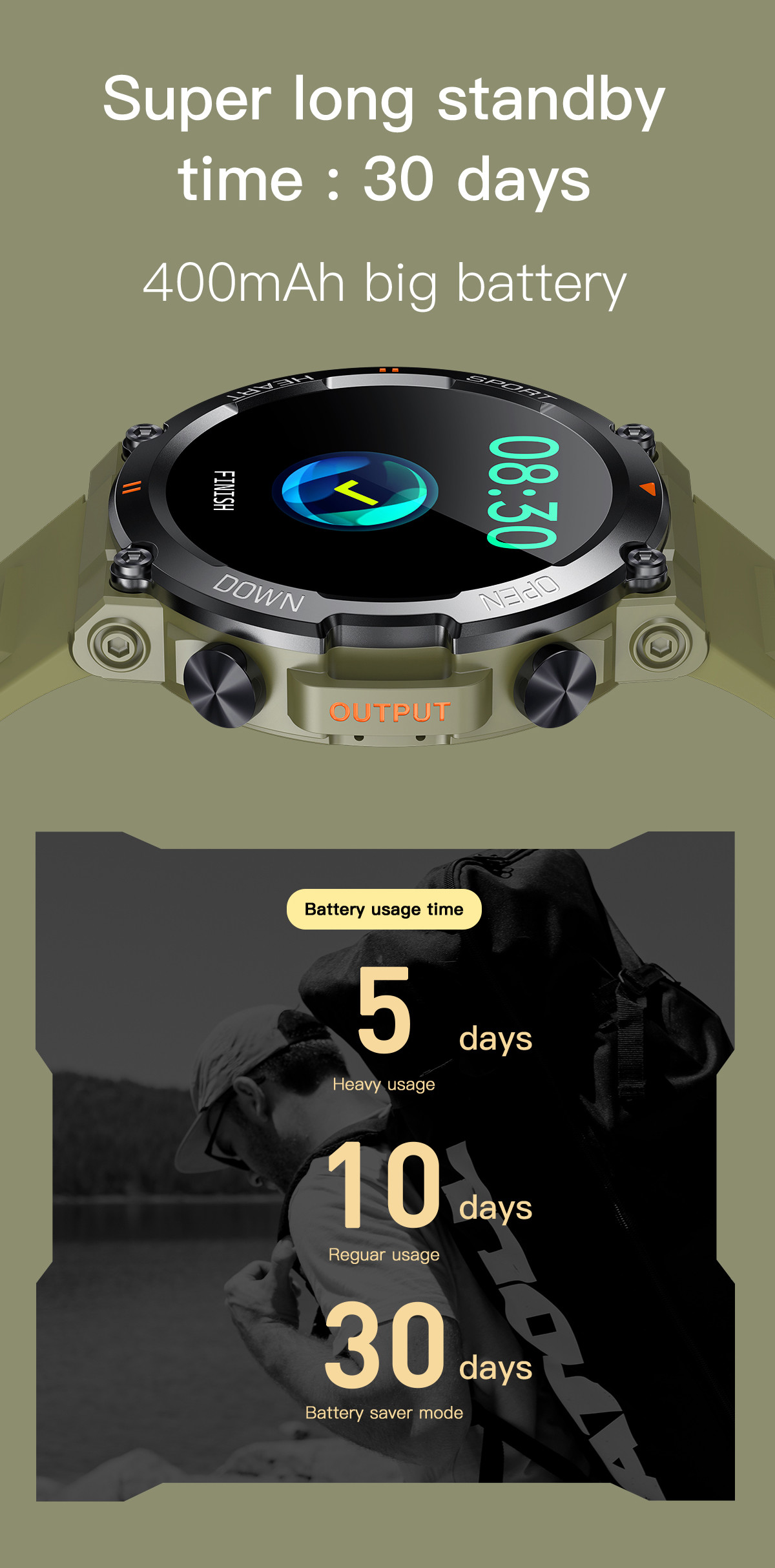 1.39inch Round Outdoor Smart Watch Bracelet Large Screen 4G Android ODM