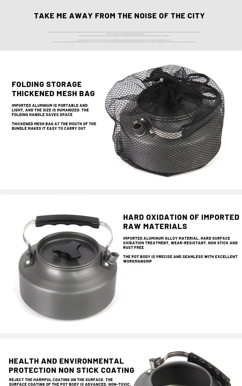 Ultralight Aluminum Outdoor Camping Kettle Camping Tea Kettle