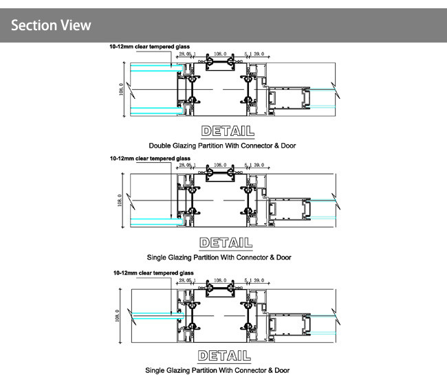 quality guarantee noise insulation partition wall tempered glass easy installation