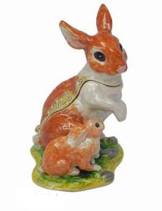 Quality Rabbit Trinket Box Bunny Jewelry Boxes Cony Rabbit Enameled Trinket Box Organizers Animals Figures Gift Necklace Holder wholesale