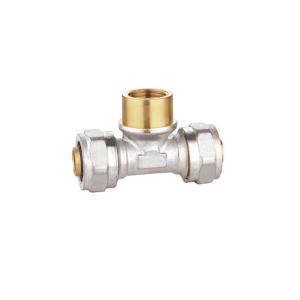 Quality PF5008 Forged Brass Female Compression Tee Nickel Plated 16X1/2x16 26X16X26 wholesale