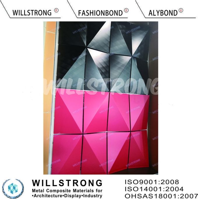 Exterior PVDF 3D Wall Cladding ACP Aluminum Panel Curtain Wall In Chameleon Color