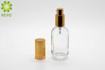 Clear Boston Round Pump Bottles , 30ml Glass Liquid Foundation Containers