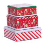 Custom Square Cookie Tins Holiday Metal Tin Container with PVC Clear Window
