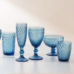 Small Blue Footed Glass Dessert Bowls 12 Oz Vintage Ice Cream Sundae Dishes
