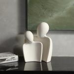 Love Couple Figurines Ornaments BAMBOO Abstract Hugged Lovers Statue Sculpture