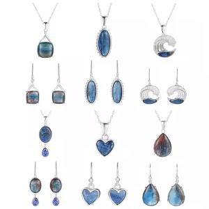 Quality Leaves Heart 925 Sterling Silver Opal Infinity Love Paw Necklace Kyanite Stone Pendant wholesale