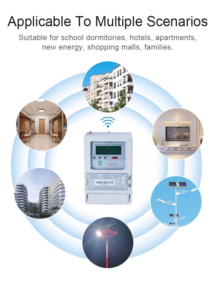 220V 380V LCD Three Phase Prepaid Energy Impact Meters Prepaid Wall Mounted