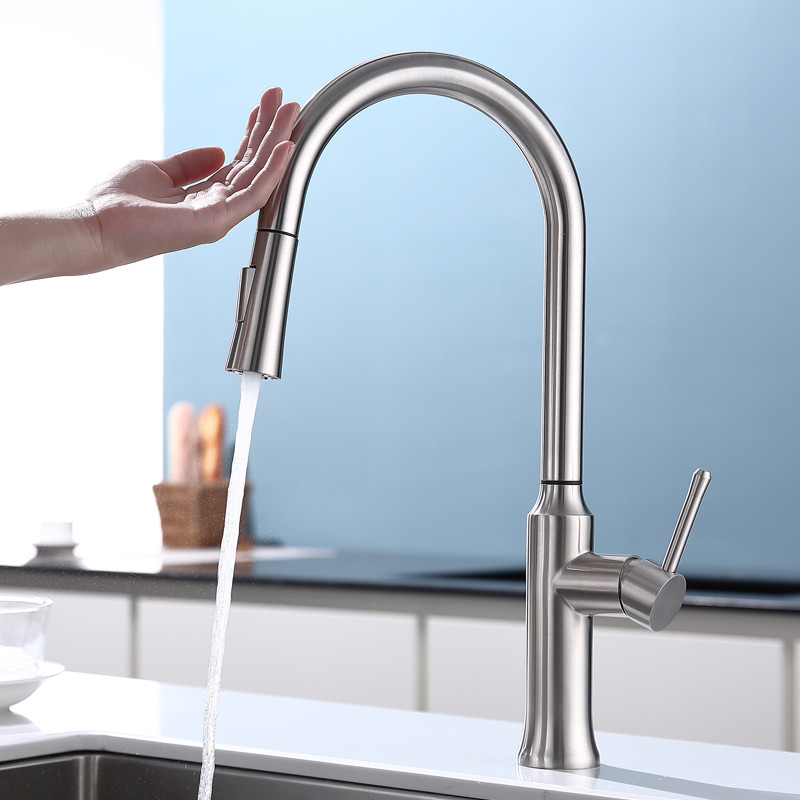 HOMEKA Smart Kitchen Faucet Pull Down Type Dual Function Spray Head For Sink
