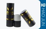 Matt Black Cylinder Cardboard Box Golden Hot Stamping For Perfume Packaging