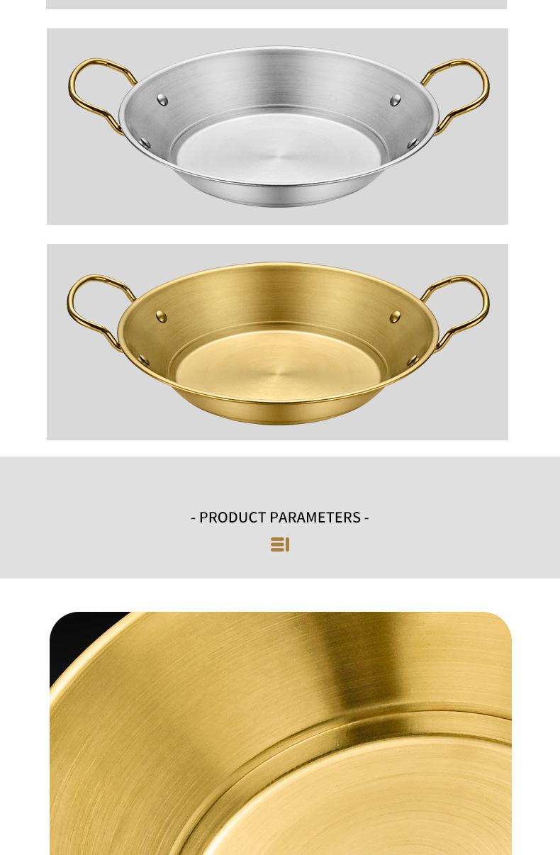 Wholesale TOP Seller Gold Cookware Dry Pan Stainless Steel Ramen Pots Seafood Frying Pan For Kitchen