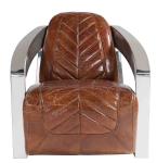 Stainless Steel Antique Leather Armchairs For Leisure Room