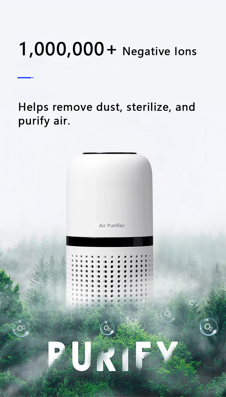 2023 New Arrival Intelligent Portable Car Air Purifier Aromatherapy Machine Multiple Filtering Negative Iron Air Purifier