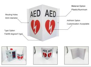 Quality Flat / 90 Degree / V Type Defibrillator Sign Printable AED Safety Sign First Aid wholesale