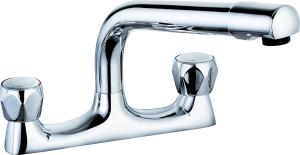 Quality Double Handle Basin Mixer Faucet With Chrome Finish For Bathroom T8068 wholesale